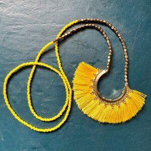 Yellow beaded statement necklace